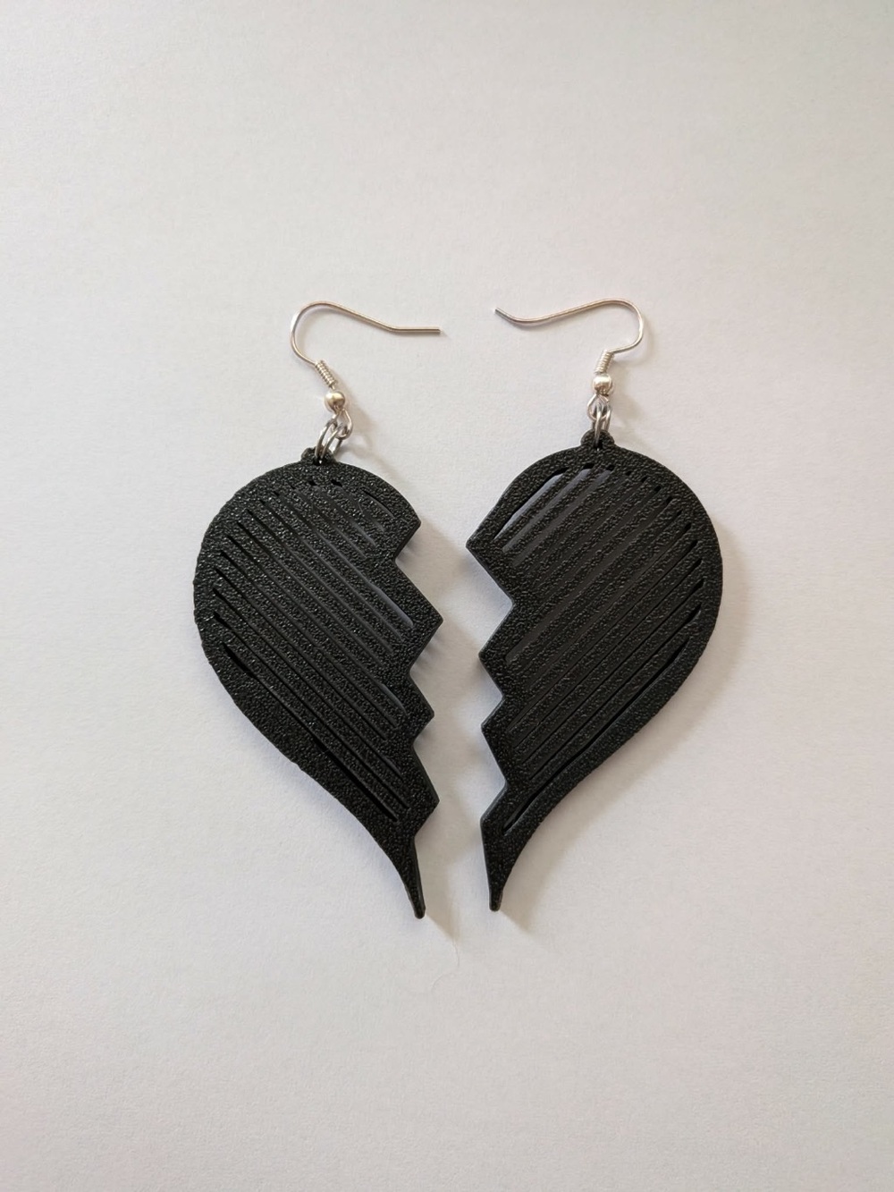 Black Broken Heart Dangle Earrings - Women Accessories